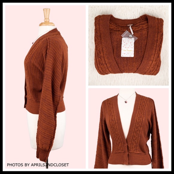 FREE PEOPLE BOHO CARDI CROPPED CARDIGAN A2C - Picture 6 of 16